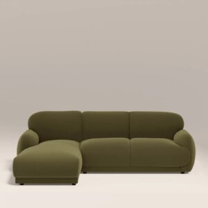 Cloud Left Hand Chaise Sofa | Moss Green Sustainable Mohair Velvet – Laura Ashley