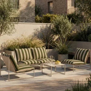 Enzo Garden Sofa Set | Moss Green Stripe & Taupe – Laura Ashley UK
