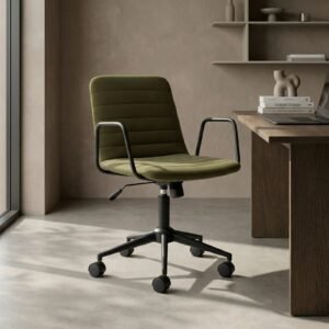 Gianna Office Chair | Moss Laura Ashley Green Sustainable Mohair Velvet & Black