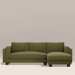 Halton Right Hand Chaise Sofa | Moss Green Sustainable Mohair Velvet – Laura Ashley UK