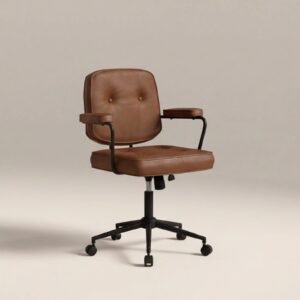 Paige Office Chair | Vintage Laura Ashley UK Tan Faux Leather & Black