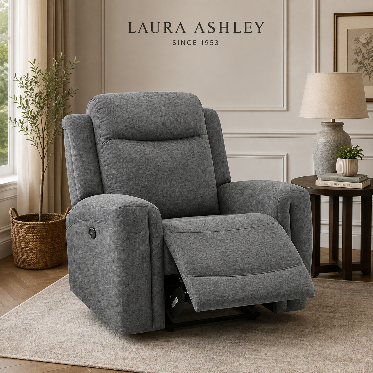 Bentley Grey Fabric 2 Seater Recliner chair– Laura Ashley